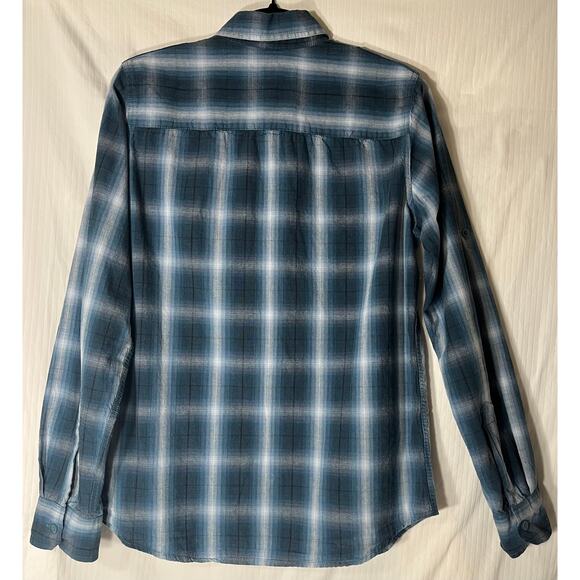 Eighty Eight Platinum Blue Plaid Boyfriend Button Down Shirt Reg Size Small - Picture 5 of 6